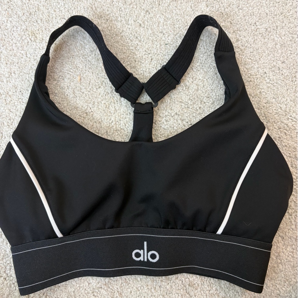 Alo Black Sports Bra with White Accents